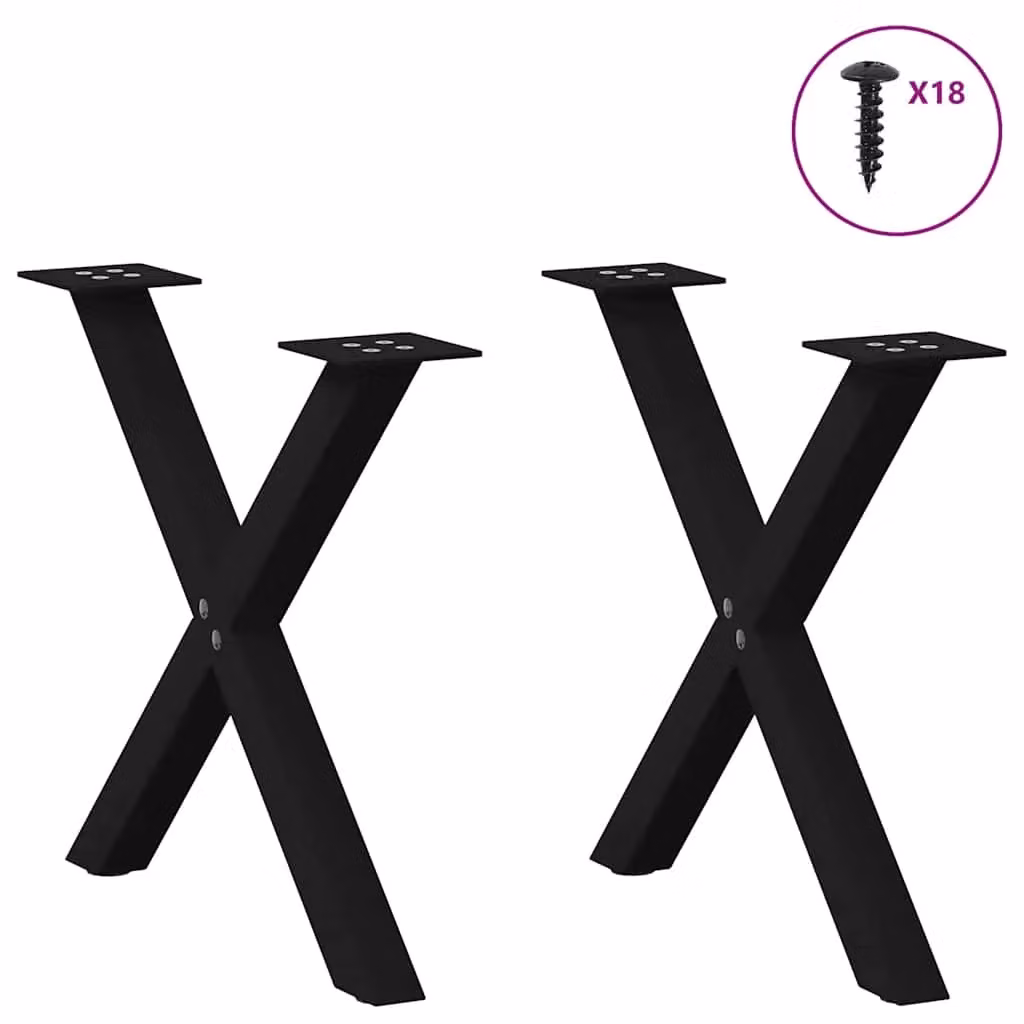 Berkfield Home X-Shaped Coffee Table Legs in Matt Black Metal, Height: 60 cm, W/D/H: 42.5 x 42.5 x 60 cm – 2