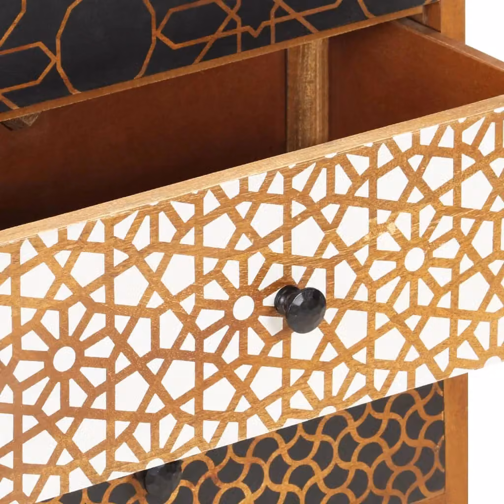 Berkfield Home Mid-Century Geometric Pattern Sideboard in Brown Solid Mango Wood, W/D/H: 90 x 30 x 70 cm – 3