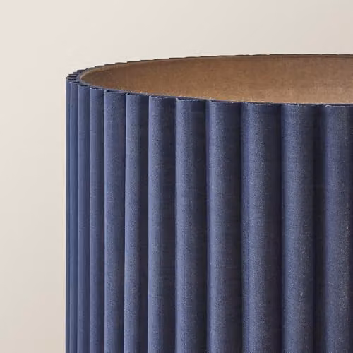 ValueLights Lenny Maritime Blue Ribbed Fabric Cylinder Floor Lamp with LED Bulb, H: 108 cm, W: 46 cm, D: 46 cm – 3