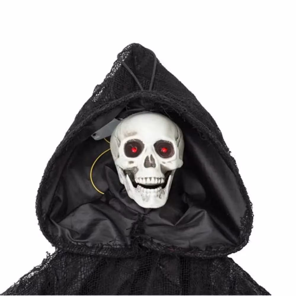 Garden Greatness 3ft Sound-Activated LED Grim Reaper Halloween Prop in Black, Red and Multicolour