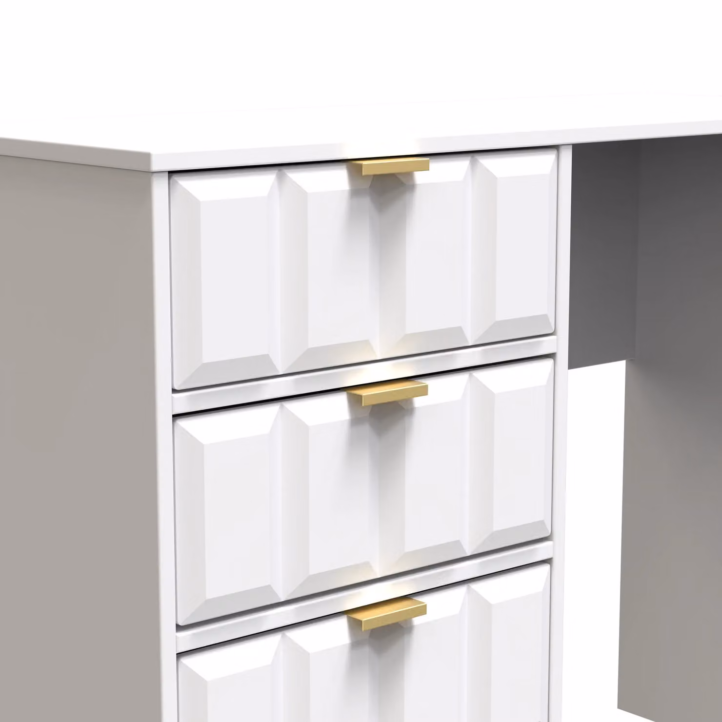 2 U Metro Ready Assembled 4 Drawer Vanity in White and Gold – 2