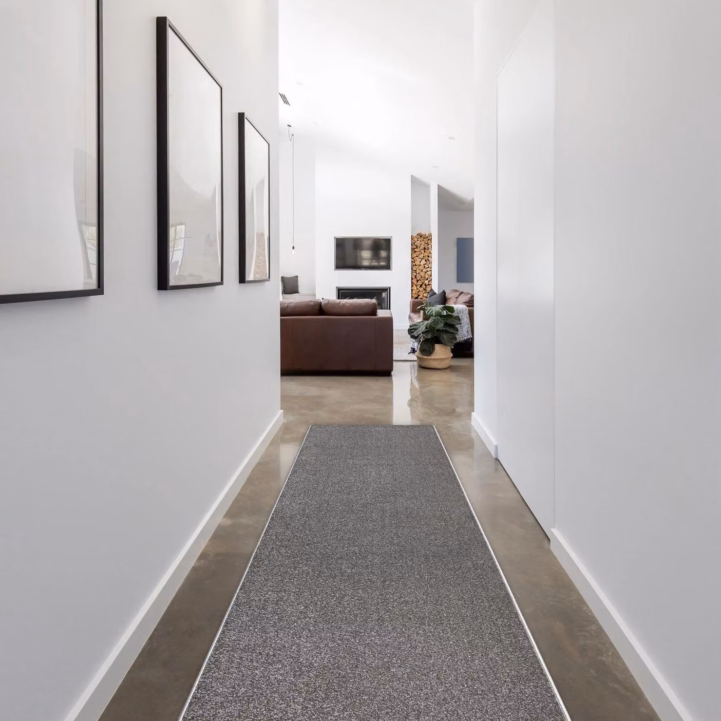 RugsX Karmel Plain Grey Rectangular Runner, W: 100 cm, L: 350 cm – 3