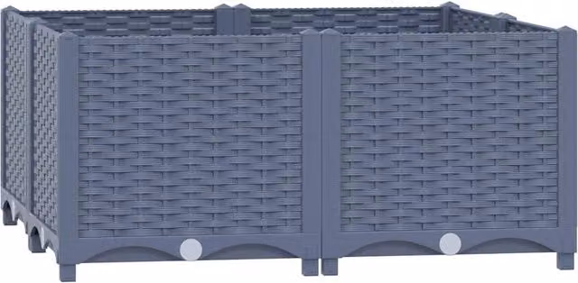 Berkfield Home Grey Polypropylene Raised Bed W/D/H: 80 x 80 x 38 cm