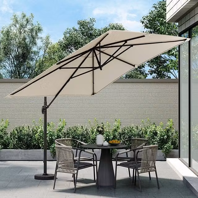 Breeins 3m Square Cantilever Parasol with Fillable Base in Beige