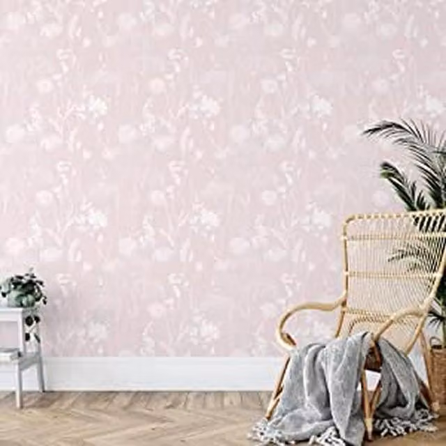 Muriva Meadowsweet Botanical Floral Wallpaper in Pink and Grey