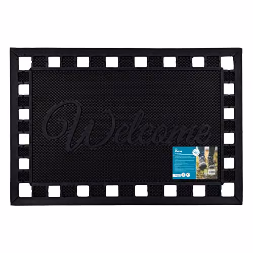 JVL Maiva Welcome Scraper Rubber Studs Doormat in Black, W/D: 60 x 40 cm – 1