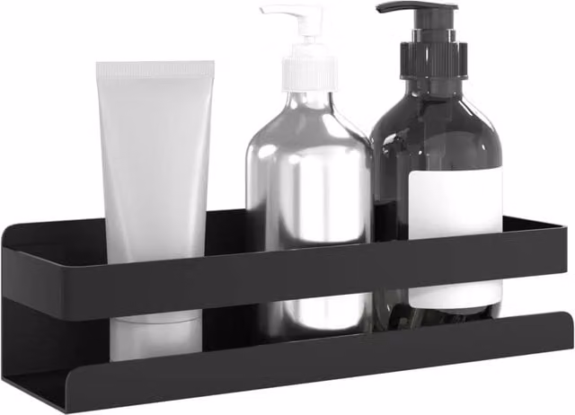 Berkfield Home Matt Black Wall Mounted Shower Shelf, W/D/H: 20 x 6.5 x 6 cm
