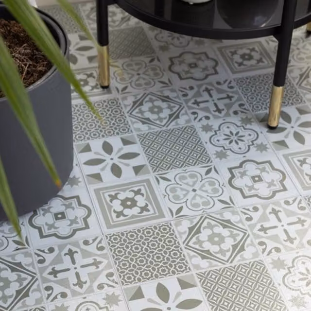 D-C-Fix Oriental Green Geometric Self Adhesive Vinyl Floor Tiles, Pack of 11, W/D/H: 30.48 x 30.48 x 30.48 cm