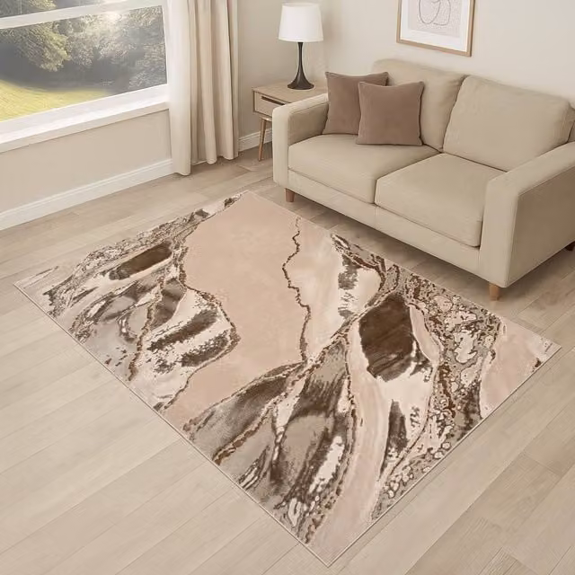 Smart Living Parma Modern Carved Abstract Rug in Beige, W/D: 120 x 170 cm – 1