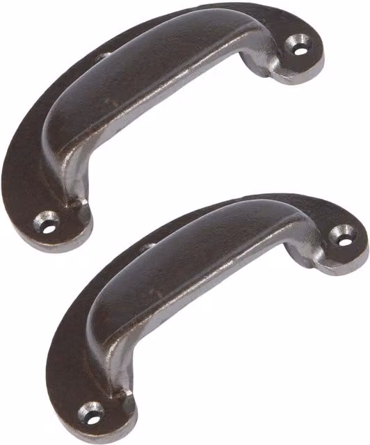 Hammer and Tongs Wide Lipped Cabinet Cup Handle, Pack of 2, Raw Iron, W: 9.5 cm, H: 4 cm
