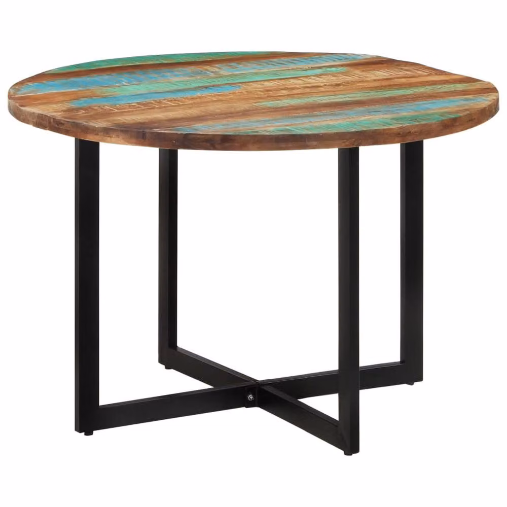 Berkfield Home Rectangular Industrial Dining Table in Multicolour Solid Wood and Metal, W/D/H: 110 x 75 x 75 cm – 2