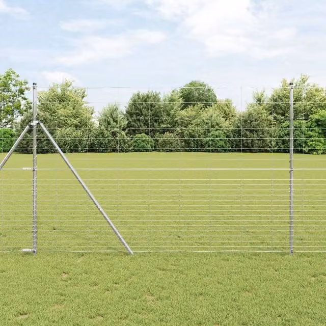 Berkfield Home Field Fence Galvanised Steel in Silver, H: 160 cm x W: 25 m – 1