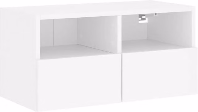 Berkfield Home White Wall Mounted TV Cabinet with Hinged Doors and Internal Shelves W/D/H: 60 x 30 x 30 cm