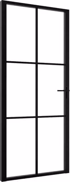 Berkfield Home Modern Interior Door with ESG Glass and Aluminium, Black, W: 93 cm, H: 201.5 cm – 1