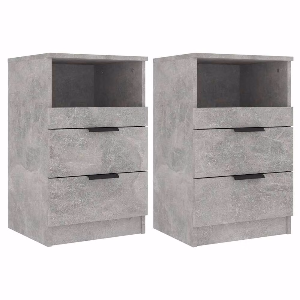 Berkfield Home Elegant Bedside Cabinets, 2 Pack, Concrete Grey, W/D/H: 40 x 36 x 65 cm – 2