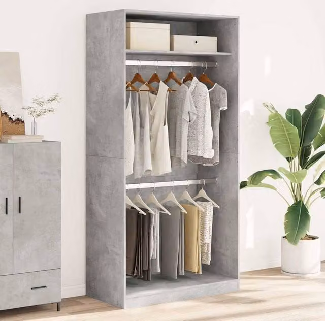 Berkfield Home Concrete Grey Wardrobe in MDF, W/D/H: 100 x 50 x 200 cm – 1