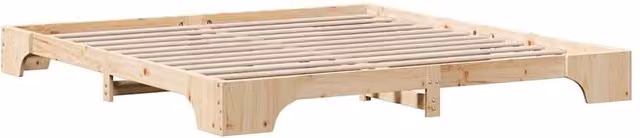 Berkfield Home Natural Solid Pine Wood Bed Frame, W: 180 cm, D: 200 cm