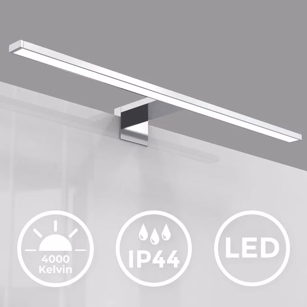 B.K.Licht LED Mirror Light in Silver, 60cm, IP44 Bathroom Vanity Lighting with Neutral White 4000K – 2