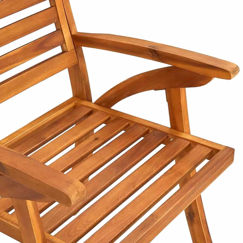 Berkfield Home Set of 3 Dense Garden Chairs in Brown Oiled Solid Acacia Wood – 3