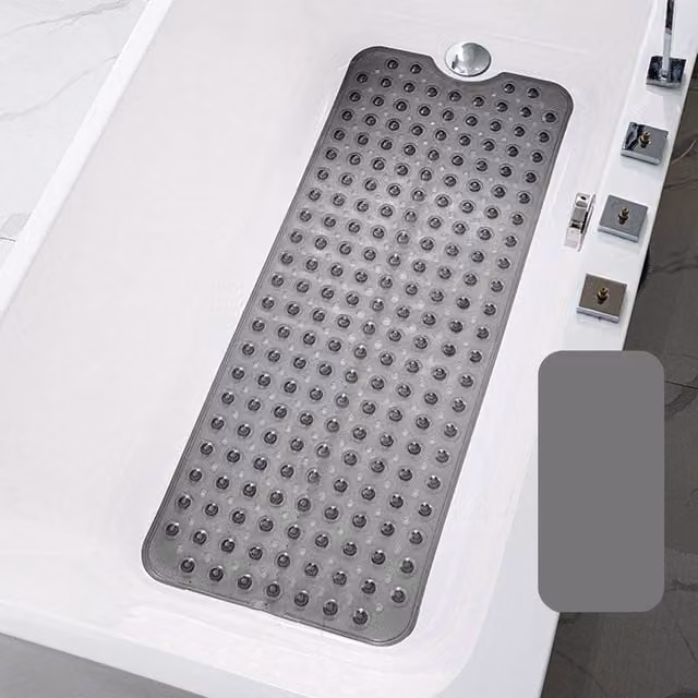 NESTLUNE Grey Extra Large Non-Slip Dotted Rectangular Bath Mat – 1