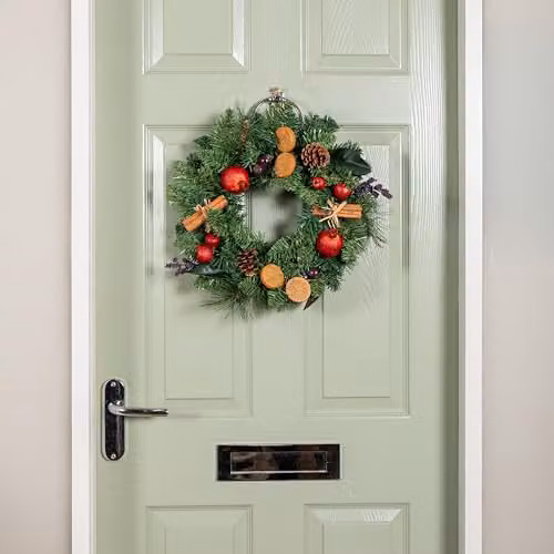Samuel ALEXANDER 40cm Festive Spice Christmas Wreath in Red and Green with Pinecones and Faux Dried Fruit – 2