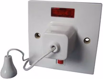 McAlpine 45A Double Pole Ceiling Pull Switch with Neon Indicator in White