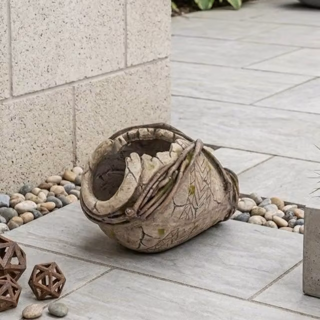 Garden Greatness Grecian Style Round Tabletop Garden Urn Pot, Multicolour, H 34.0 cm x W 24.0 cm x D 24.0 cm