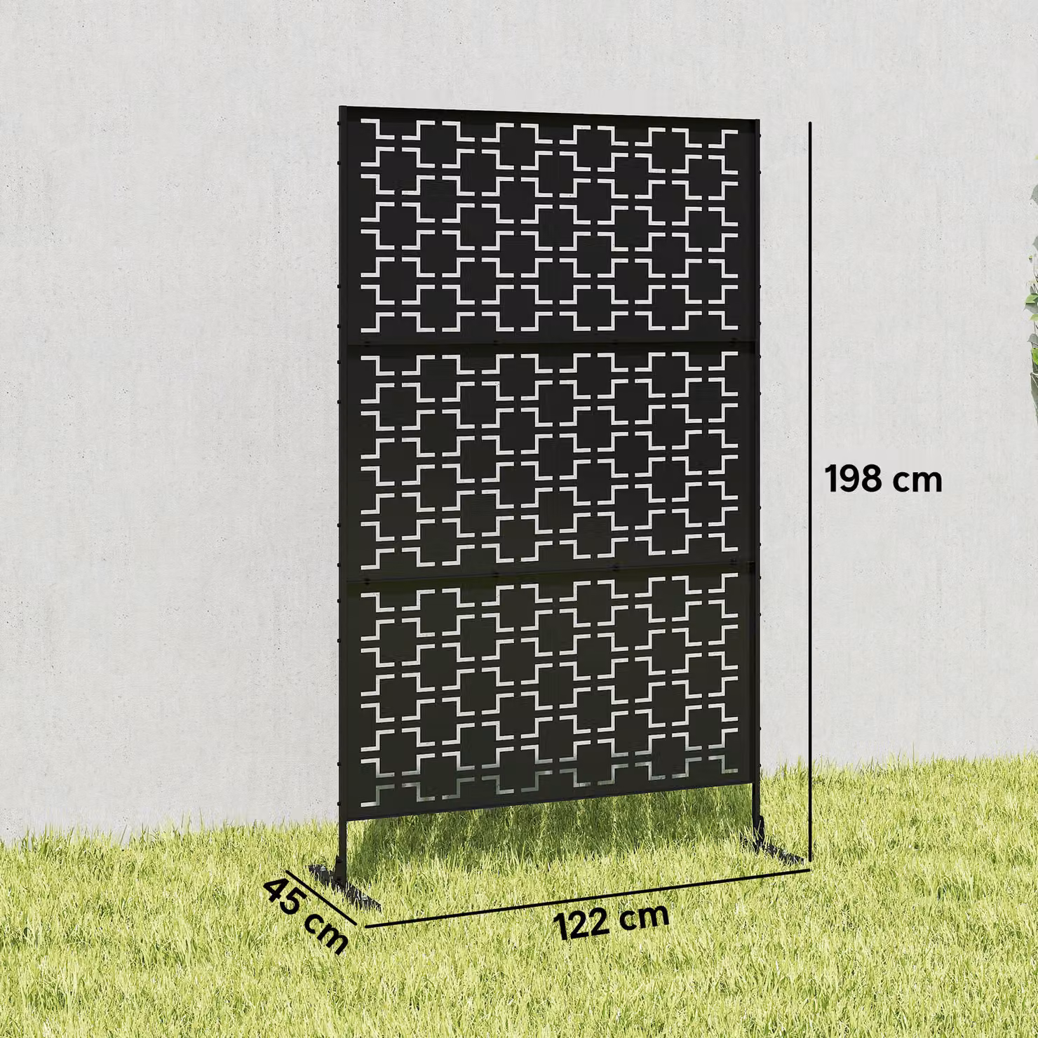 Outsunny Black Powder-Coated Metal Decorative Privacy Screen and Outdoor Trellis Divider, H: 198.0 cm x W: 122.0 cm x D: 45.0 cm – 3