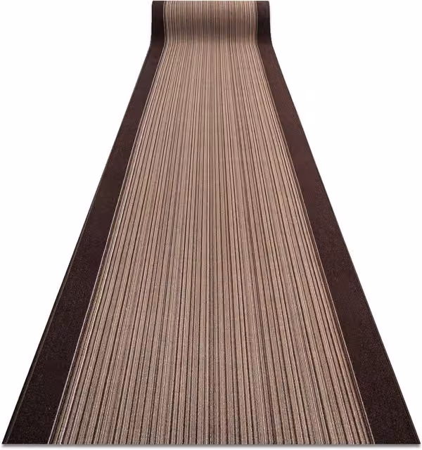 RugsX Carnaby Anti-Slip Striped Runner in Brown, W/D/H: 80 x 100 cm