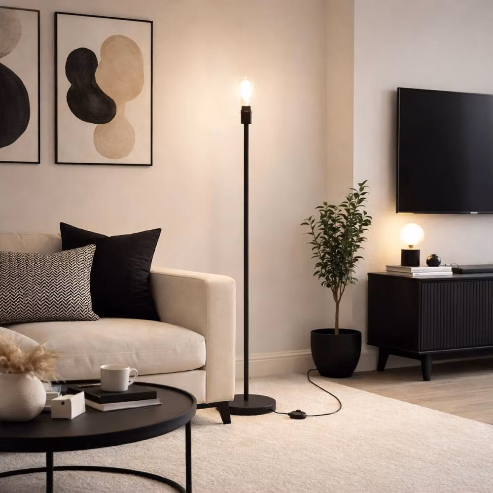 CGC Lighting Lena Matt Black Straight Metal Floor Lamp – 2