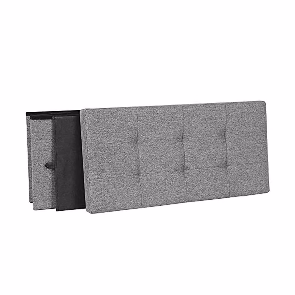 FORGEVIO Light Grey Folding Ottoman Storage Box W: 76 cm, D: 38 cm, H: 38 cm – 2