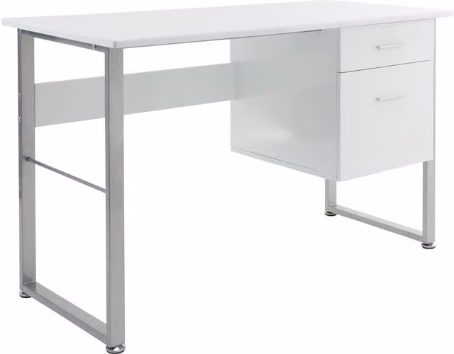 Alphason Cabrini Modern Lacquered Writing Desk in White and Grey