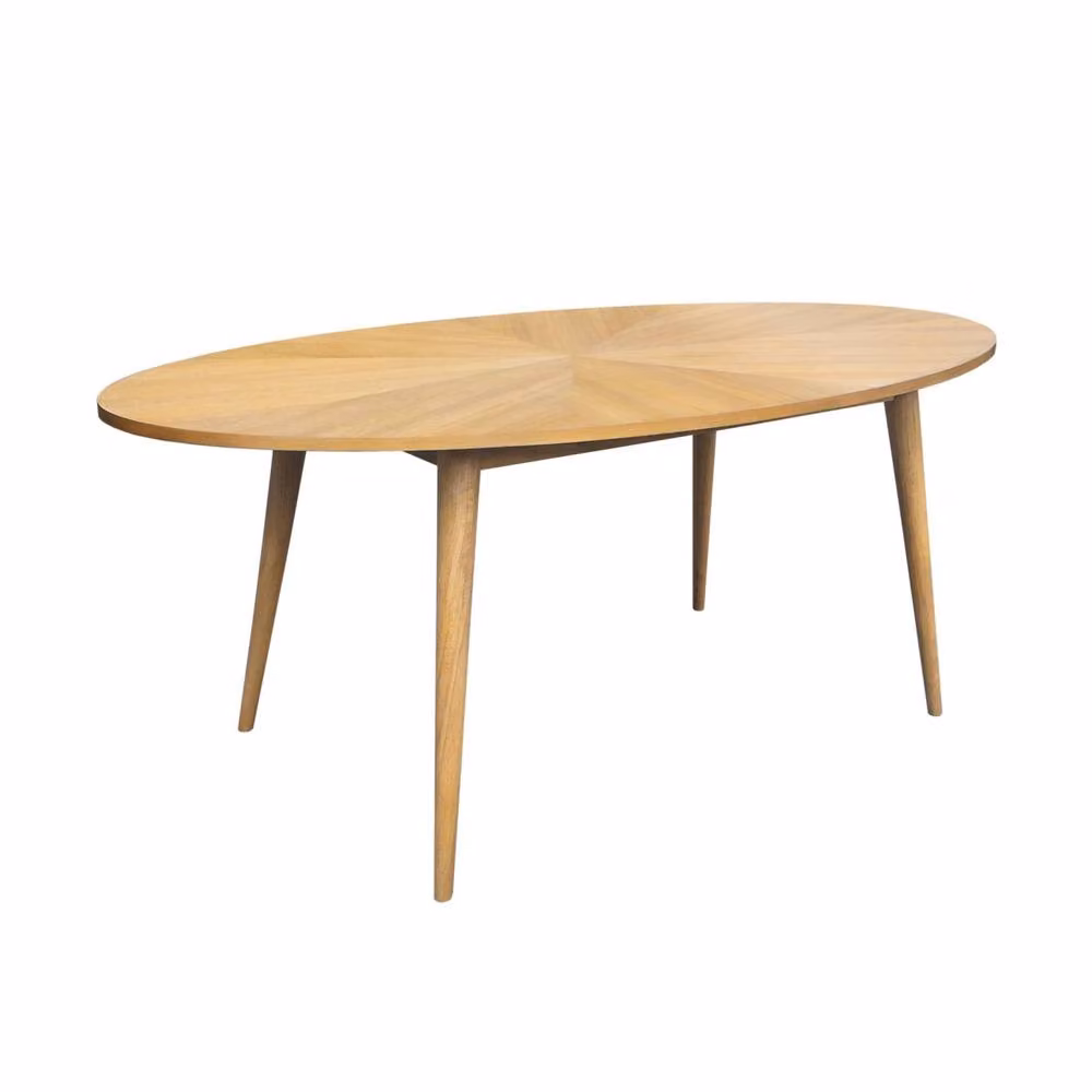 sweeek Oval Dining Table in Brown, Rubberwood and Oak Veneer, Seats 6 Adults – 2