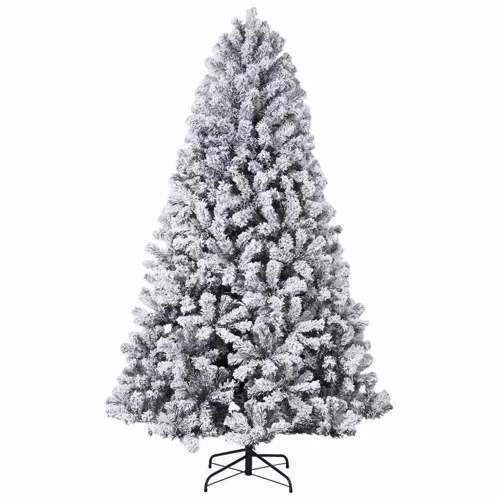 London Boutique 7.5ft Snow-Flocked Artificial Christmas Tree with Warm White LED Lights in White – 2