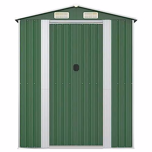 vidaXL Green Galvanised Steel Garden Shed with Gable Roof, W/D/H: 523 x 192 x 223 cm – 4