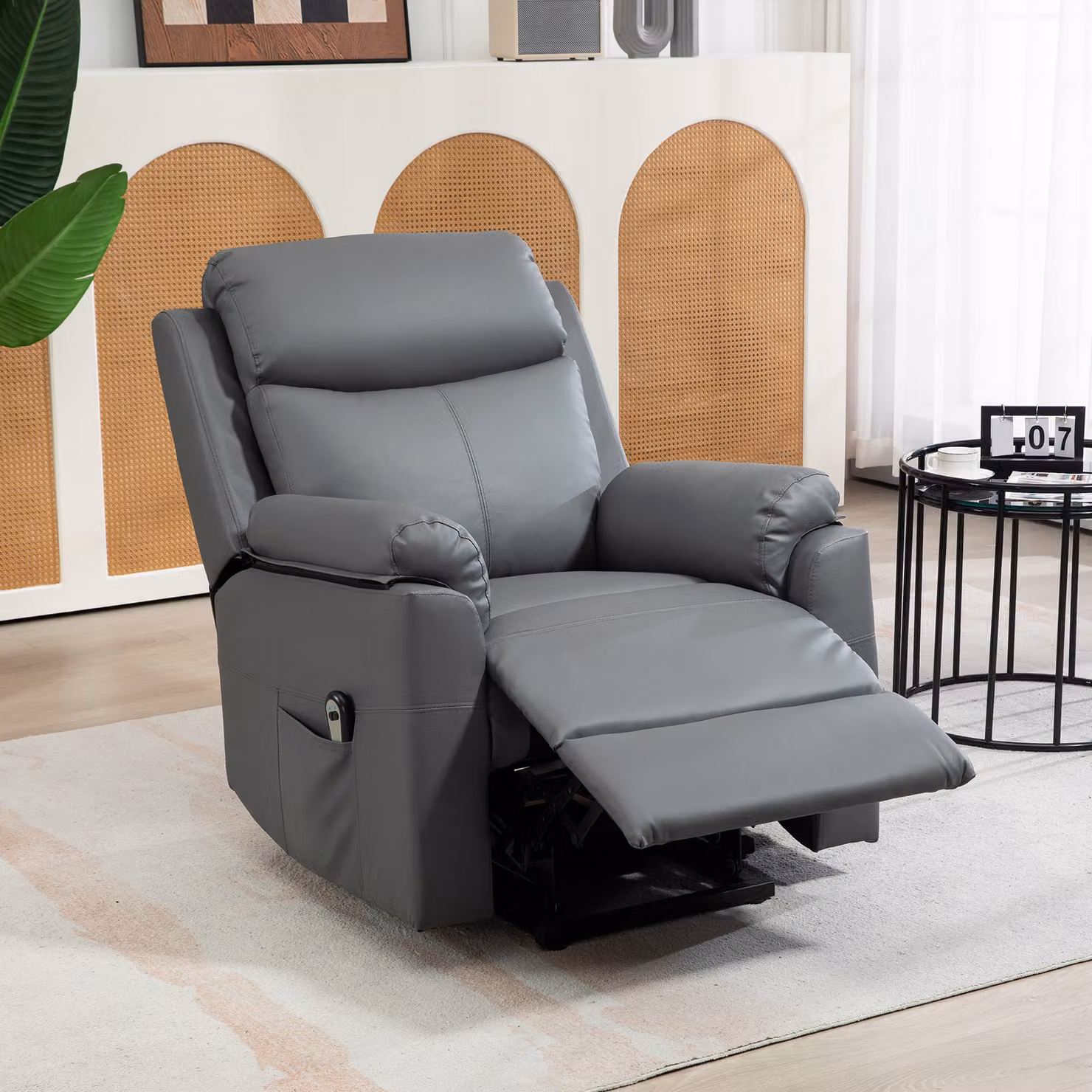 HOMCOM Charcoal Grey Power Riser Recliner Chair with Lift Assist and Remote Control – 6