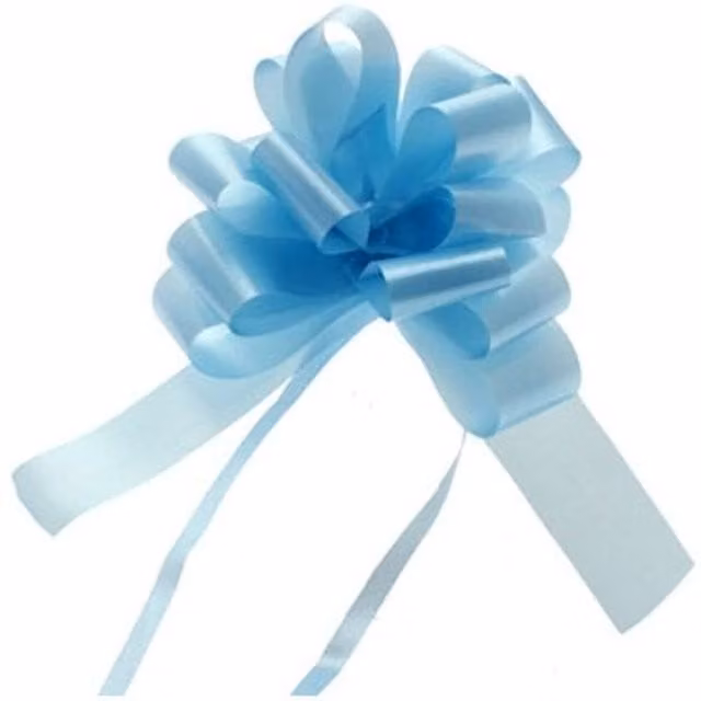 Kingsbury Gifts Pack of 30 Light Blue Pull Bow Ribbons, 31mm