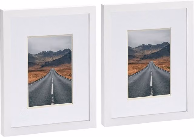Nicola Spring Pack of 2 White Rectangular Photo Frames with 4x6 inch Mount, 8x10 inch