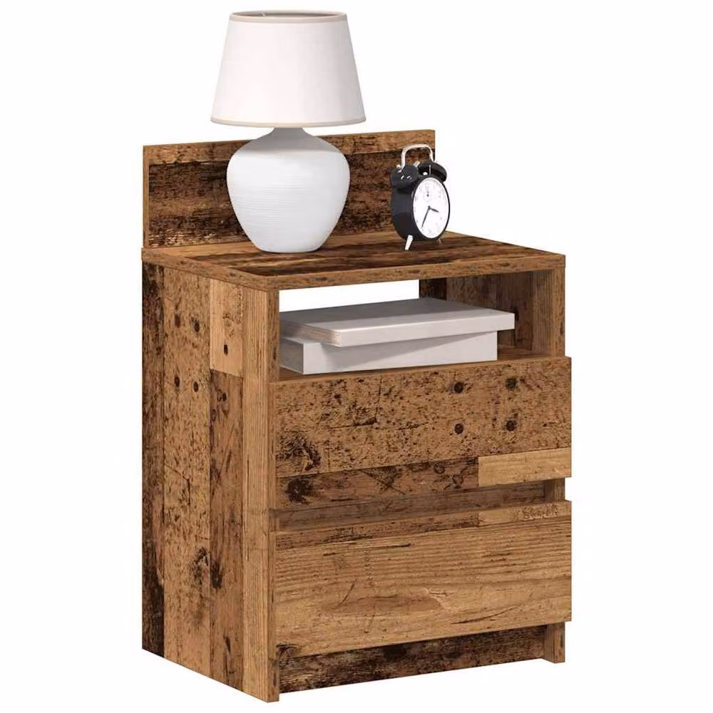 Berkfield Home Set of 2 Bedside Cabinets with 2 Drawers in Brown Old Wood, W/D/H: 40 x 33 x 60 cm – 2