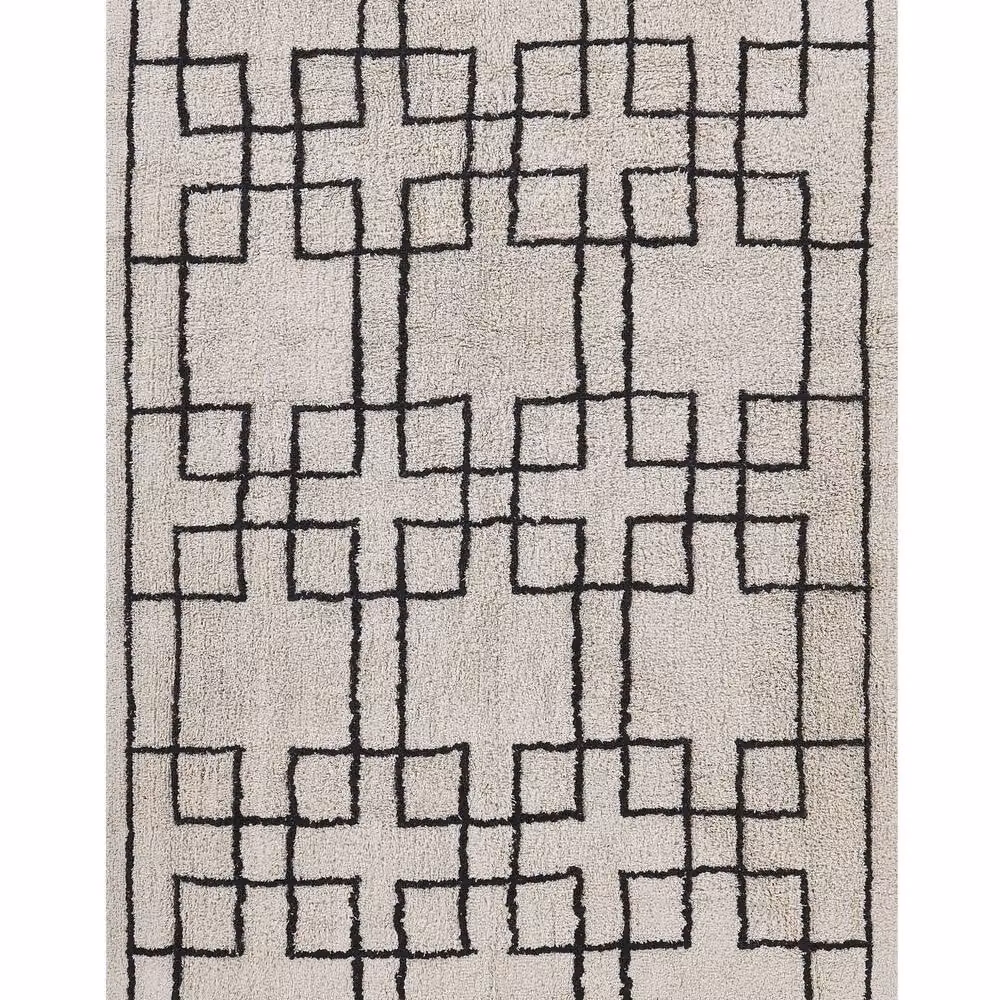 Wyld and Coco Beige Cotton Geometric Hand Tufted Area Rug W: 140 cm, L: 200 cm – 2