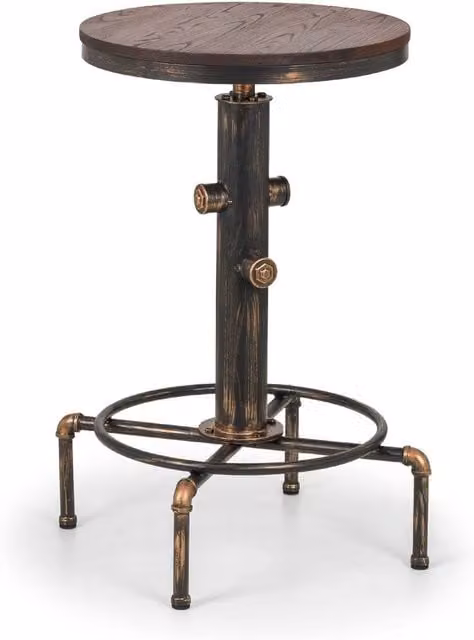 Cheshire Premium Rockford Industrial Pipework Bar Table, Brown and Multicolour, Height: 66 cm