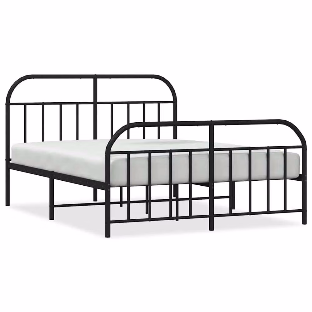 Berkfield Home Metal Bed Frame with Headboard and Footboard in Black, W/D/H: 150 x 200 cm – 3