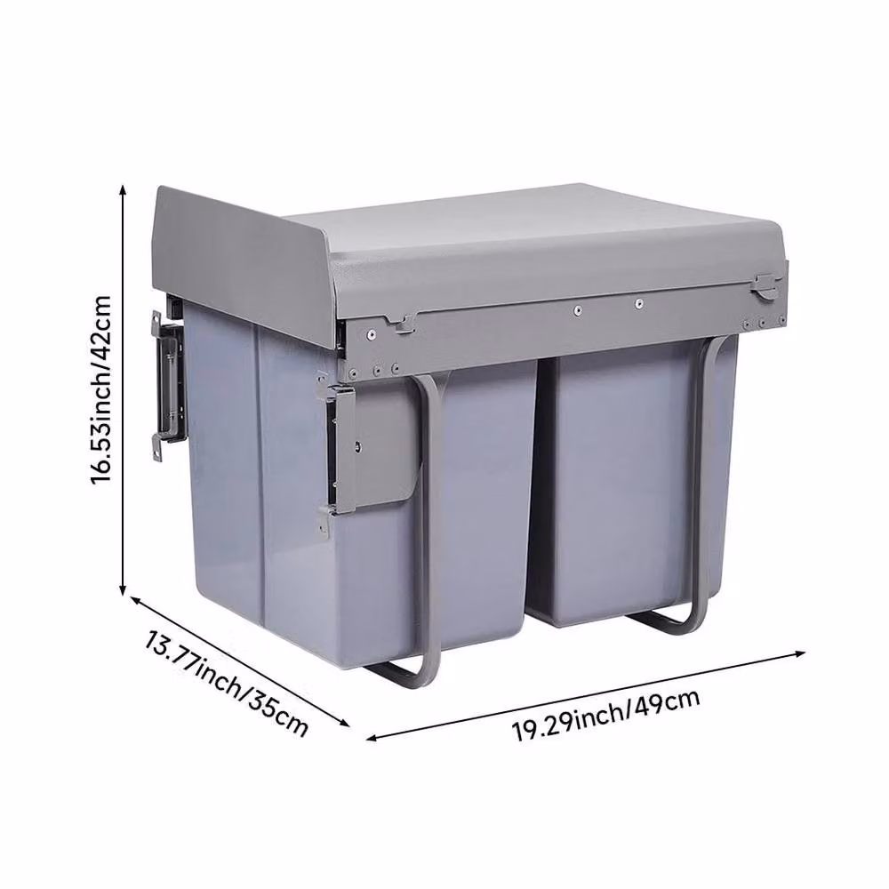 NESTLUNE 40L Kitchen Pull Out Soft Close Recycling Bin in Grey, W/D/H: 100 x 15 x 15 cm – 2