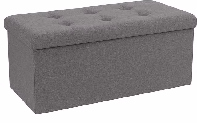 Home Republic Linen Foldable Storage Ottoman in Grey