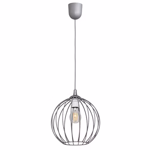 Netlighting Helam Mercure Wire Frame Pendant Ceiling Light in Grey, Diameter: 24 cm