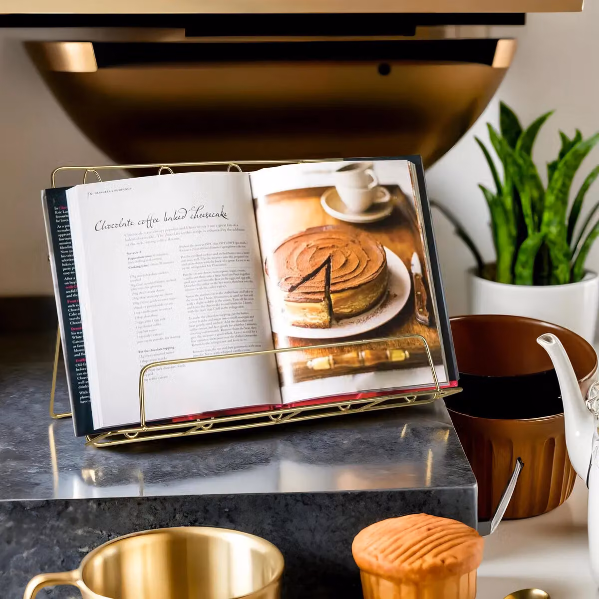 Orsina Vertex Gold Metal Freestanding Cookbook Stand – 2