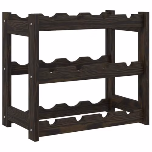 vidaXL Black Solid Pine Wood Wine Rack for 12 Bottles, W/D/H: 43 x 25 x 38 cm