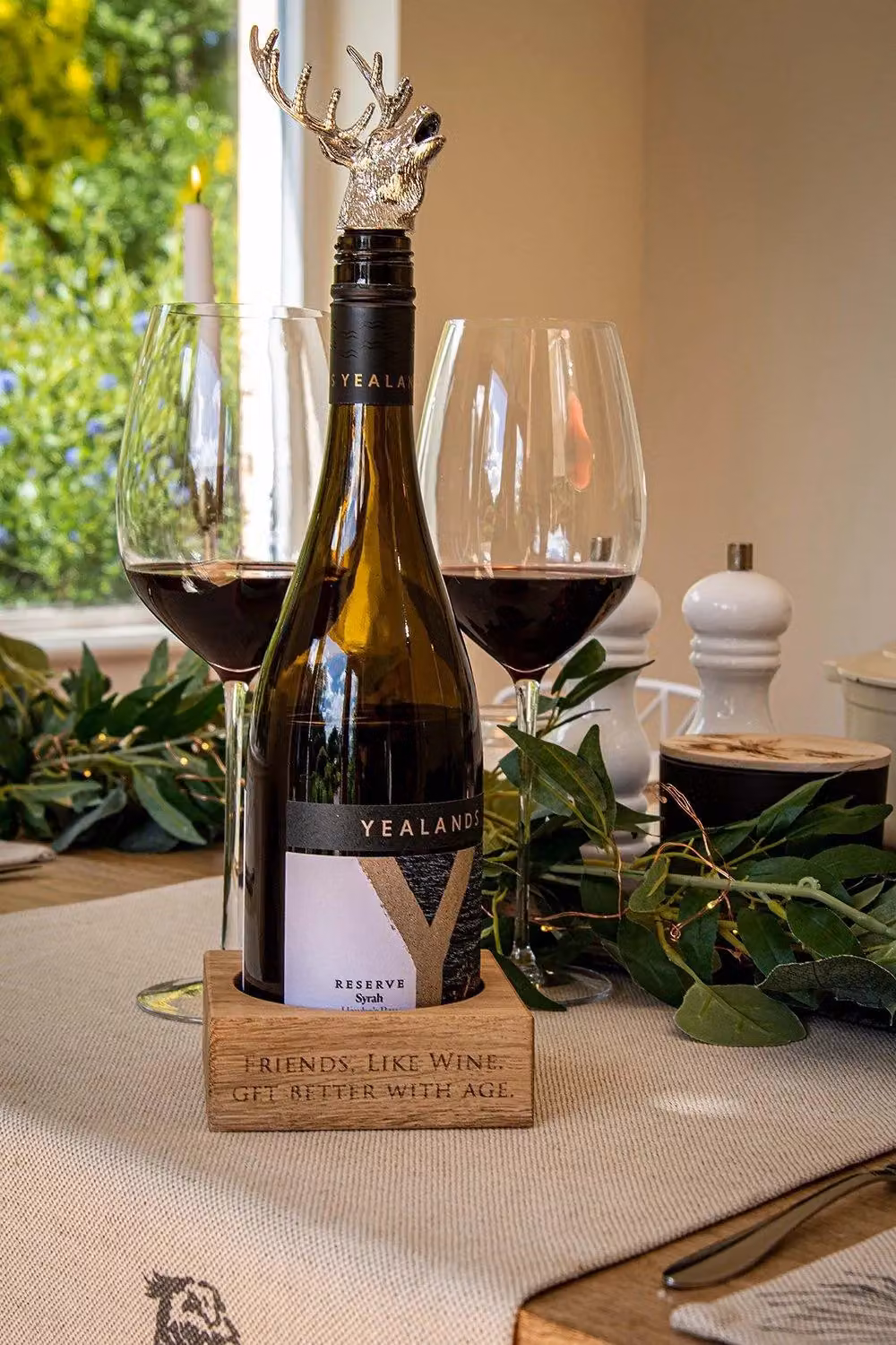 Selbrae House Solid Oak Wine Bottle Coaster in Brown – 2