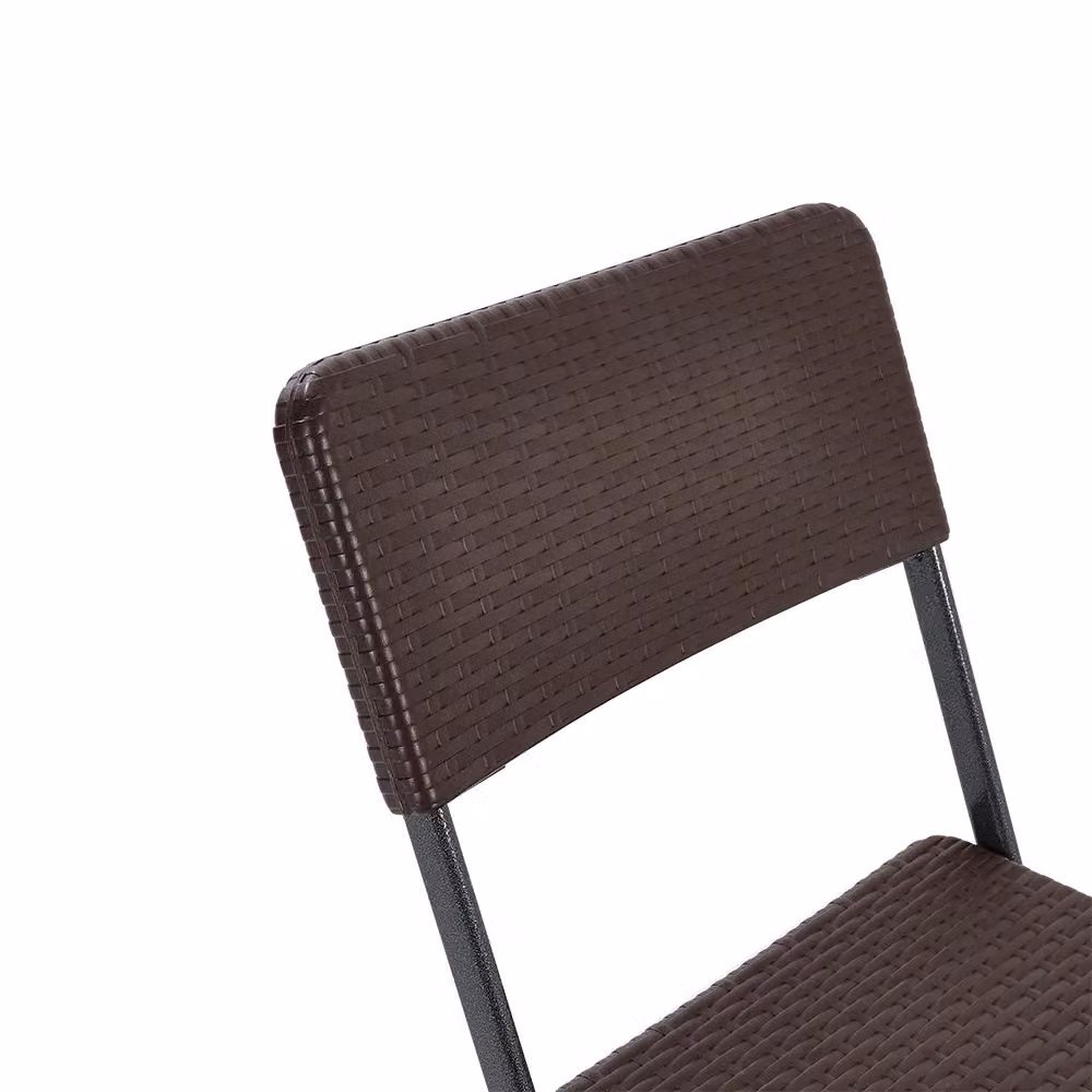 Living and Home Set of 2 Brown Rattan Plastic Folding Outdoor Chairs – 3