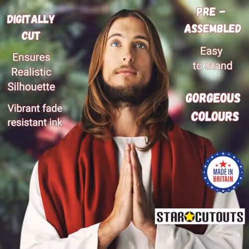 Star Cutouts Lifesize Jesus Christ Cardboard Cutout with Mini Cutout, Multi-Colour, H 187 x W 67 x D 187 cm – 3